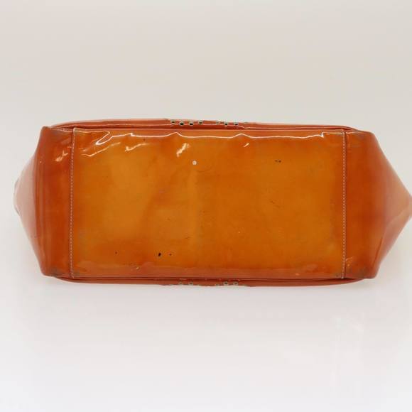 CHANEL Triple Coco Punching Tote Bag Enamel Orange CC Auth jk1312 - Picture 6 of 16